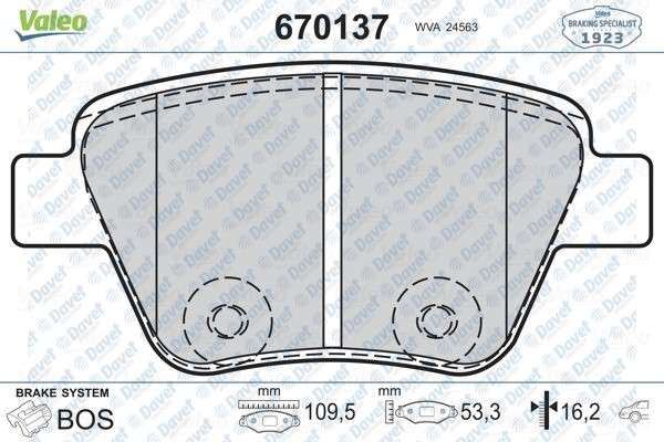 VALEO 670137 Arka Fren Balatasi Volkswagen Beetle 11>/Caddy 10>/Eos 2.0 10>/Golf 08>12/Jetta 05>/Touran 03>/Audi A1 1.4 12>/A1 Quattro 2.0 12>/A3 Cabrio 1.2/1.4/1.6/1.8/2.0/1.6d/1.9d/2.0d 08>/Seat Altea 1.6 10>11/Leon 2.0/2.0d 05>/Skoda Octavia 04>/Superb 08>/